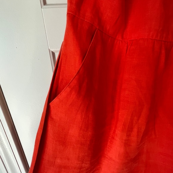 Loft - Orange Linen Tailored Sundress Sz 6 w/ Pockets - Picture 6 of 12